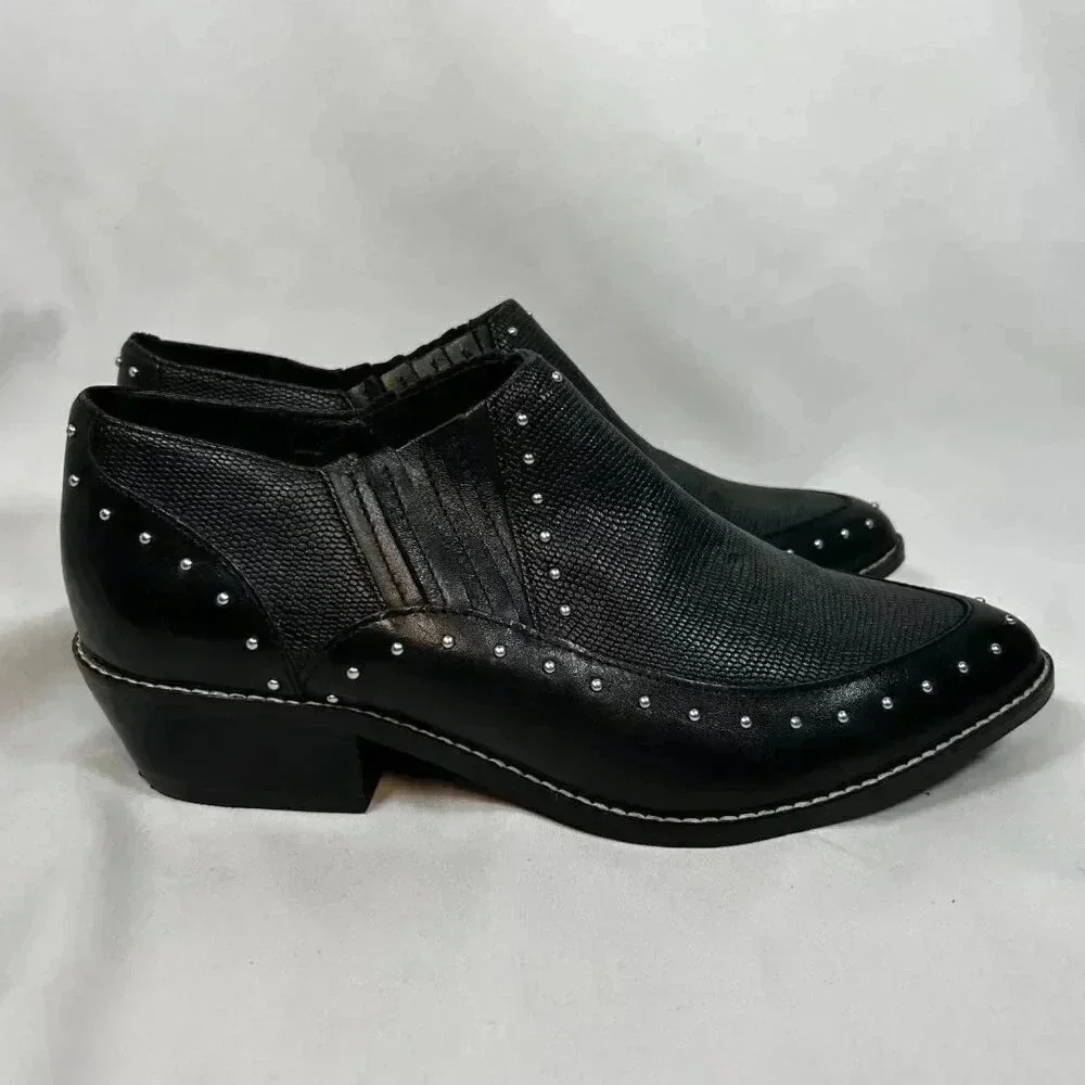 Crown Vintage Kavita Size 6.5M Boot Ankle Black Stud Embellished Western - Picture 4 of 8